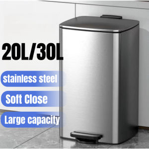 30L/20L Stainless Steel Waste Trash Bin Refuse Foot Pedal Big Dustbin Kitchen House With Cover Tall Tong Sampah Dapur