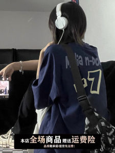 100% Pure Cotton Chinese Fad American Letter Short Sleeve T-Shirt Womens Summer Niche Design European Goods High Street Loose Tops