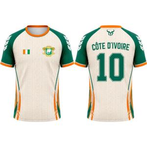 Bandai | New Ivory Coast flag printed jersey T-shirt breathable outdoor sports football T-shirt parent-child+casual sportswear