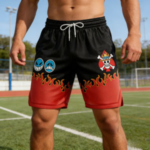 Bandai | 2026 Bandai Portgas D. Ace V2 Shorts Men ONE PIECE Shorts Summer Beach Trunks Japanese Cosplay Bathing Suit Kid Shortx Casual