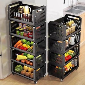 KOI ชั้นวางของในครัว โครงเหล็ก ชั้นวางผลไม้ มีล้อสามารถเคลื่อนย้ายได้ ตะกร้าอาหาร ลิ้นชัห้องครัว ใช้สำหรับห้องครัว ห้องน้ำ ห้องนอน kitchen shelf