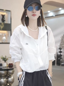 CHENDAYU | Hooded Sun Protection Lightweight Jacket Women White Small Size