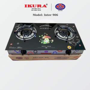 Bếp gas đôi mặt kính Inter -904. Giá sỉ ( tặng 2 đai sết inox) lửa xanh tiết kiệm gas