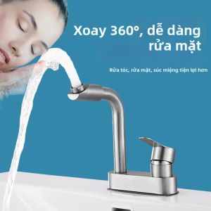 CHIZHIDU | Bộ Vòi Rửa Chậu Nóng Lạnh Inox Trên Bàn