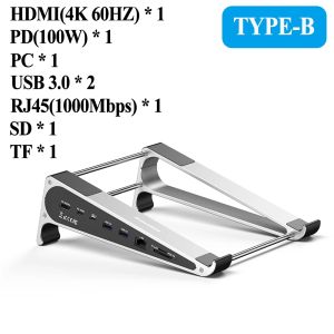 Kebidumei | BEBIDUMEI 8-in-1 Laptop Docking Station Bracket USB3.0 4K60Hz Gigabit Ethernet PD 100W SD TF Car Stand Computer Accessories