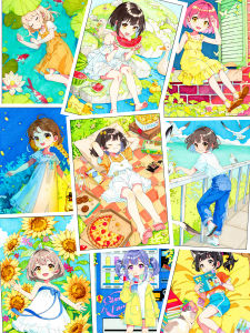 High Definition Summer Girl Anime Tracing Card Childrens Art Supplies Marker Pen Hand Drawing with Line Sketch A4 Size