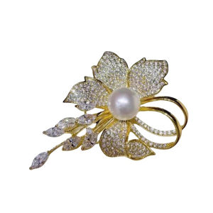 【Fashion Rhinestone Flowers Imitation Pearl Brooches For Women Clothing Coat Jewelry Accessries Gifts】