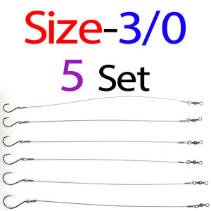 5Pcs/Box Saltwater Shark Circle Hooks Rig Leaders Wire Stainless Steel Circle Hooks Rig Leader for Shark Fishing