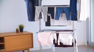 ราวตากผ้า 3ชั้น แบบคอนโด ราวพับได้ สำหรับ Clothes line ราวตากผ้าคอนโด ราวตากผ้าสแตนเลส ราวแขวนจัดเก็บเสื้อผ้า