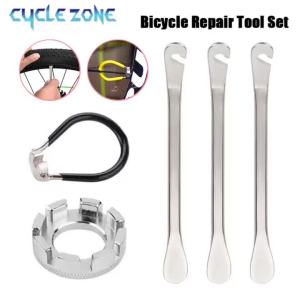 Bike Tire Lever Repair Tool Set Stainless Steel Tire Pry Bar Spoke Wrench for Cycling Mountain Road Bicycle Wheel Maintenance