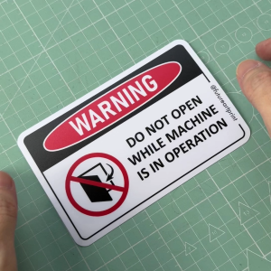 Do Not Open While Machine Is In Operation. Safety Sticker Sign Label Danger Warning Caution. No Opening Door Hazard