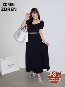 ZHANGDAREN | Đầm Hè Thời Trang Dành Cho Người Béo Đẹp Mắt Gọn Gàng Elegent Cao Thắt Lưng Hình Vuông