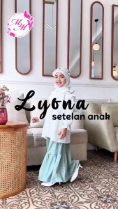 Setelan Muslim Anak Lyona - Baju Atasan & Longskirt Motif Abstrak Bahan Crinkle Usia 2-12 Tahun