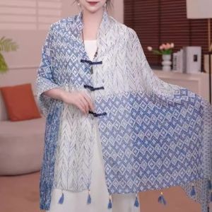 Summer 2026 New Embroidered Button Shoulder Shawl Fashionable Versatile Stylish Travel Photography Outer Thin Cardigan
