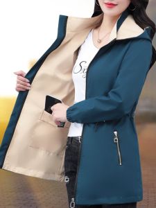 Double-Sided Windbreaker Outwear Womens Mid Length Long Length Spring & Fall 2024 Autumn New Arrival Fashion Loose Casual Top Autumn Clothing