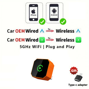 EKIY 2in1 Wireless CarPlay Dongle Wireless Android Auto Adapter Car Intelligent Systems Smart AI Box For Car With Wired CarPlay