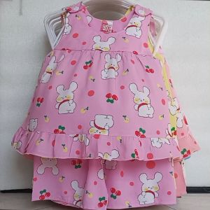 (8-12kg) Quần áo sơ sinh đồ bộ tole lanh bé gái C2H23A đồ mặc nhà áo sát nách quần đùi trẻ em dưới 3 tuổi thoáng mát