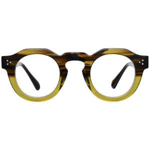 FYTOO Acetate Eyeglass Frames Two-Tone Retro Round Full-Rim Optical Frames for Daily & Vintage Fashion Wear G2413ZL