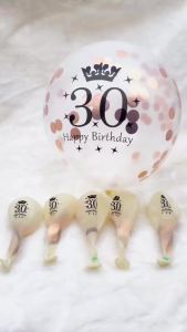 Bộ 14 Bóng Bay Latex Màu Vàng Hồng Hình Trái Tim & Ngôi Sao Trang Trí Sinh Nhật Người Lớn 30 40 50 60 Tuổi