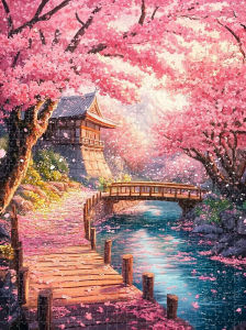 500/1000/1200/2000PCS Adult Jigsaw Puzzle Cherry Blossom House Landscape Reducing Toy Holiday gift Perfect for DIY Creative Fun