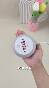 Adaptor Fast Charger 50W 2 TYPE-C + 4 USB Kabel 1 Meter Original LED Travel Touch Control