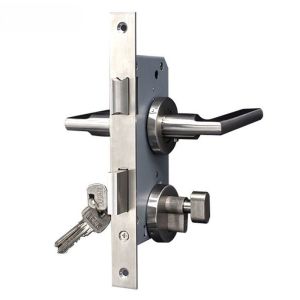Complete Stainless Steel Bathroom Privacy Lock with Handle – Indoor Anti-Theft & Fireproof Door Lock Set