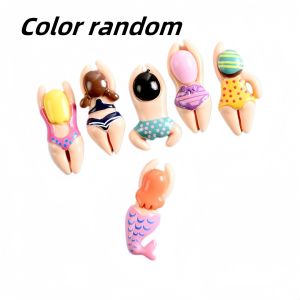6pcs Cartoon Swimming Figurines Resin Jewelry Accessories for Hair Accessories Holes Shoe Buckles Phone Cases Material Package