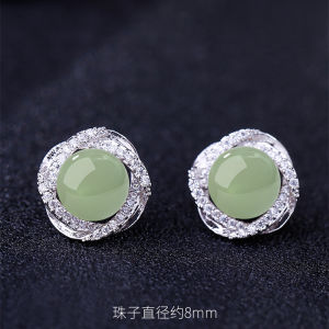 Natural Turquoise Pure Silver Earrings Womens Fashion Jewelry No Piercing Clip-On Luxury Elegant Style Outlining Design