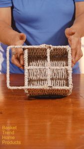 BASKET TREND Condiment Caddy with 4 Divisions - gift food fruits Christmas holiday basket caddy wicker storage hamper kitchen entertainment dining outdoor picnic  bath rattan bamboo buri wicker willow decorative