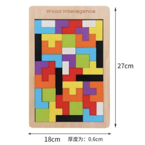 New 3D Wooden Tetris Puzzle Toy Tangram Shape Thinking Logic Colorful Childrens Building Blocks Montessori Education Gift
