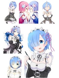 Anime Surroundings Rem Rem Laptop Mobile Phone Luggage Sticker from Zero Begin Life in a Different World Digital Accessories