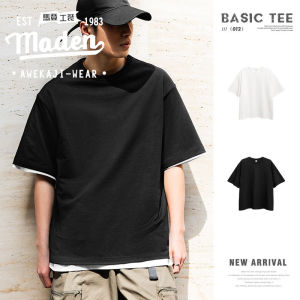 MADEN brand 2025 summer new white heavyweight T-shirt black half sleeved cleanfit short sleeved loose base shirt for men