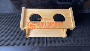 Stand Dripper Kopi V60 2 Lubang Manual Brew Coffee Wood Holder Papan Seduh Kayu
