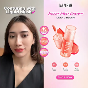 SKlSHOPKHU.DAZZLE ME Heart-Melt Creamy Liquid Blush Instant Pigment Cheek Blusher Hydrating Lipcream Tekstur Creamy Dan Lembut