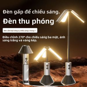 Đèn Pin LED Dạng Ống Lồng Có Thể Sạc Lại Đèn Pin Gấp Để Sửa Chữa Ô Tô Khi Cắm Trại Ngoài Trời - Đèn Khẩn Cấp Với 360 °   Góc Chùm Tia