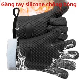 Găng Tay Lò Nướng Silicon Chống Bỏng Găng Tay Nướng Chịu Nhiệt Cho Lò Vi Sóng BBQ - Giá Đỡ Nồi Nhà Bếp Tùy Chọn Màu Đỏ/đen/xanh