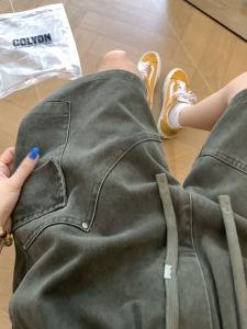 CHENMU | Military Green American Workwear Summer Washed Cotton Straight Vintage Logger Five-pocket Shorts