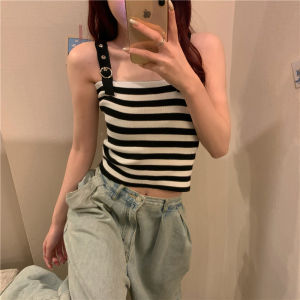 chaqi | Womens Short Strap Vest Top Knitted Tube Bralette Inner Wear Outerwear Design Sensation Base Layer Beautiful Back One-Piece