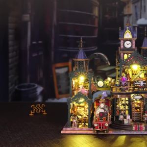 DIY Book Nook Kit Shelf Fantasy City Alley 3D Puzzle Bookend Creative Gift Idea Home Display of Collectible Decorations