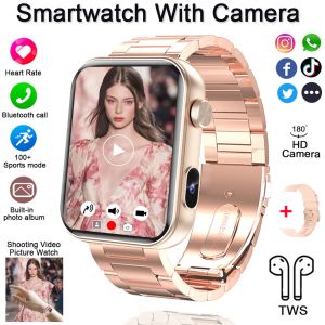 4K HD Smart Watch with Camera Men Recording Camera TWS Headset Local Music Bluetooth Calling Music Fashion Women Smartwatch 2025