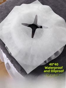Disposable Thickened Non-woven Fabric Beauty Massage Bed Head Cross Opening Pillow Face Towel Sanitary Hole Towel for Outdoor Camping Travel