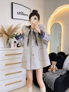 XUECAIQI | Fur Collar Hooded Warm Wool Coat