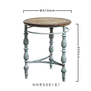 Rustic American Style Ironwood Coffee Table round Sofa Side Table for Hotel And B&B Wooden Top Artistic Design No Assembly Required