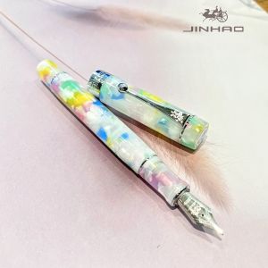 Jinhao 100 Acrylic Silver Ball Clip Metal Fountian PenClassic Smooth Executive Signature PenPerfect for Collection