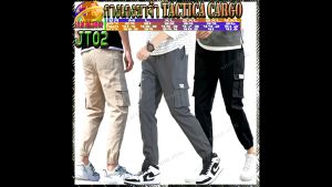 กางเกง JT01-2 กางเกงคาร์โก้ขาจั๊มสไตล์เกาหลี เอวยืดมีเชือกผูก ใส่ได้ทั้งชาย-หญิงมีกระเป๋า2ข้างใส่สบายเหมาะเดินป่าJOGGER PANTS