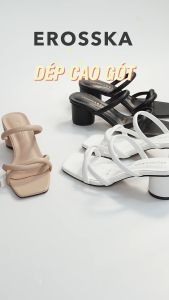 Erosska - Dép cao gót thời trang quai dây mảnh đan xoắn màu đen - EM104
