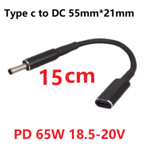 65W 100W USB C Type C to DC 5.5X 2.1 MM Male Cable 10Pcs AC DC Laptop Power Adapter Connector Plug Charger Jack for Notebooks