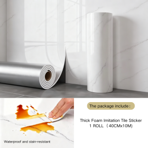 40cmx3m Imitation Tile Marble Foam Wall Sticker 1 Roll Self Adhesive Anti Oil Wallpaper Kitchen Bedroom Living Wall Restyle