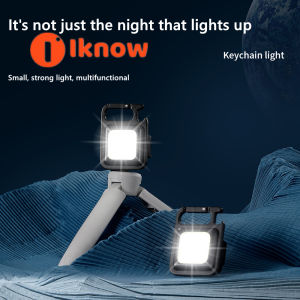 I know LED Mini COB Flashlights 1000 High Lumens Bright Light Keychain Flashlight Portable USB Rechargeable Light 4 Light Modes with Folding BracketBottle Opener for Fishing Walking Camping（Square）