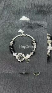 vòng tay nữ đá thạch anh tóc đen tự nhiên vip mix đồng điếu tóc đen vip charm hoa mẫu đơn tóc đen vip bọc bạc và charm bạc cao cấp vòng tay đá phong thủy trang sức thiết kế đủ hóa đơn thẻ bảo hành